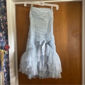 baby blue jessica mcclintock dress ruffle with ribbon bow